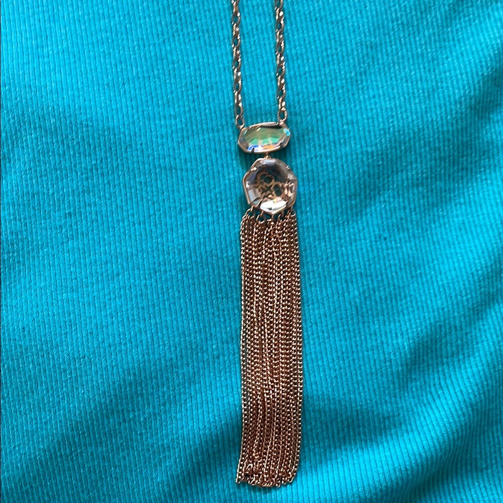 Kendra Scott Gold Tassel Necklace with Crystal Accent